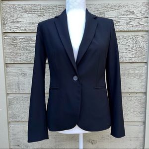 Zara Basic Womens Blazer Size 2 Black Single Button Notch Collar Lined Career